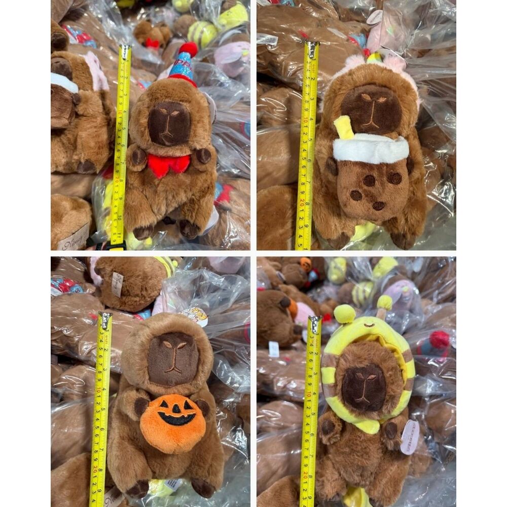 (4) 9" capybara plushie stuffed animal toys for claw machines, arcades
